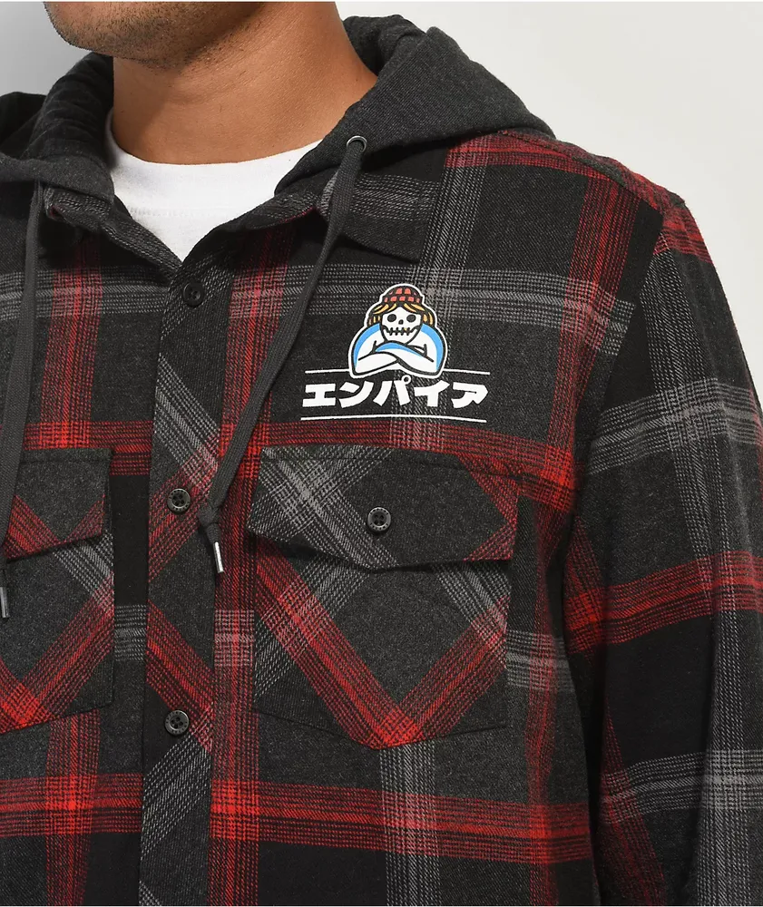 Empyre Hit Back Black, Red & Grey Hooded Flannel