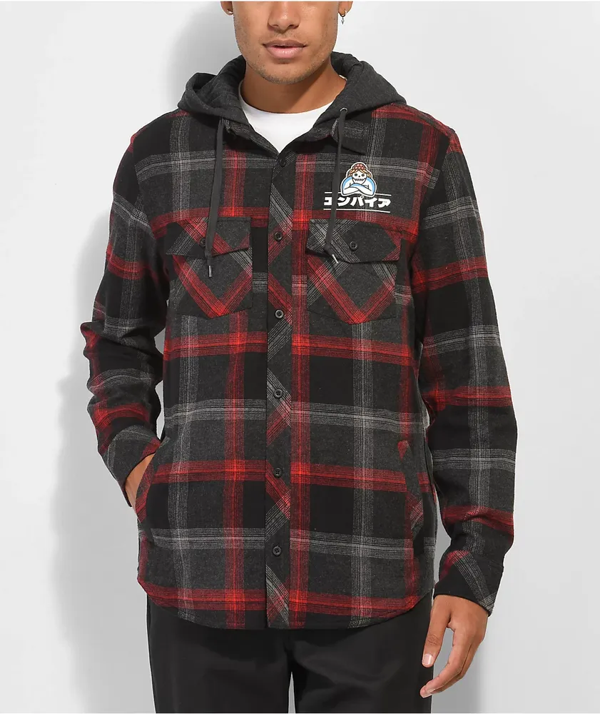 Empyre Hit Back Black, Red & Grey Hooded Flannel