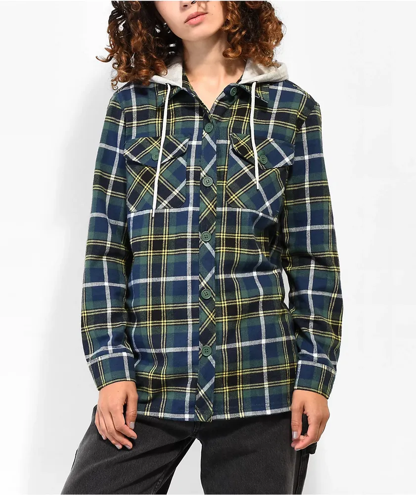 Departwest Hooded Flannel Shirt - Black Small, Men's