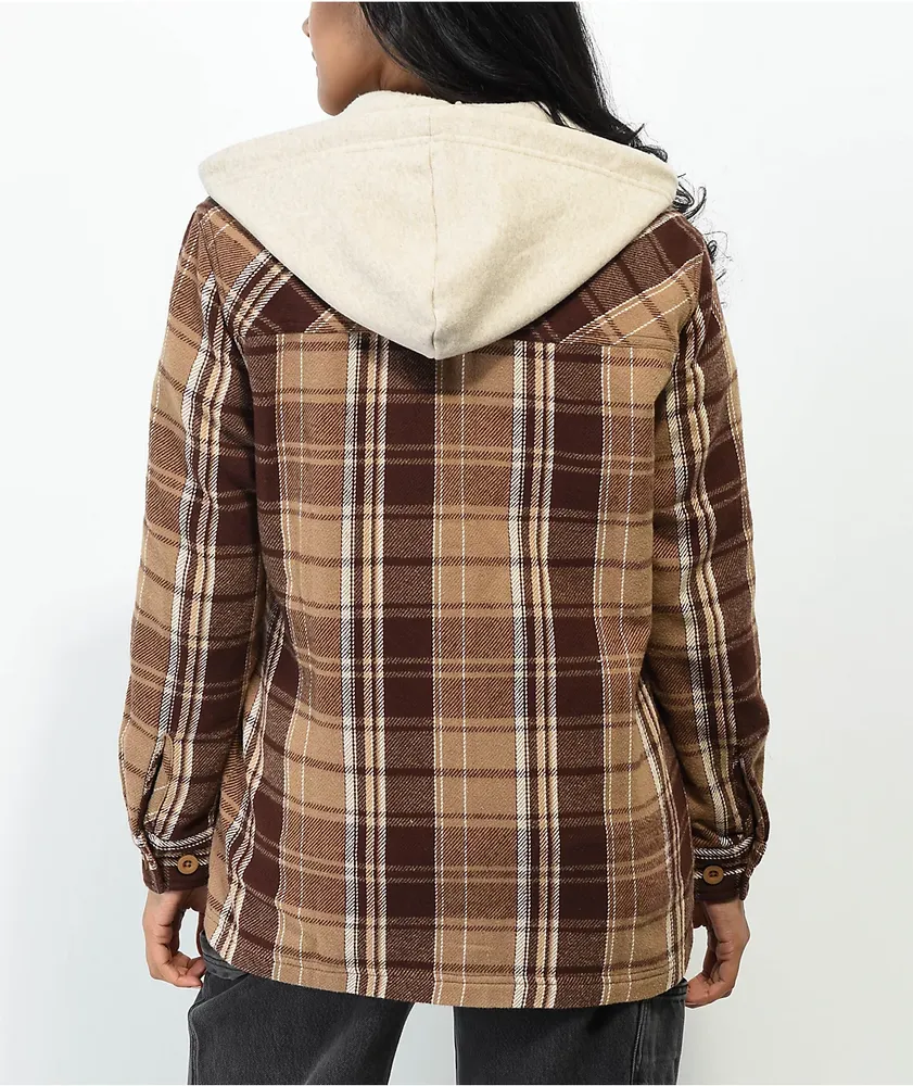 Empyre Holly Brown Hooded Flannel Shirt