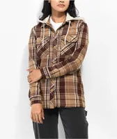 Empyre Holly Brown Hooded Flannel Shirt