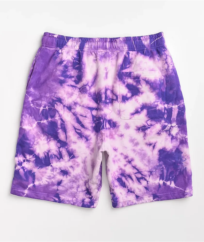 Empyre I Don't Care Purple Tie Dye Sweat Shorts