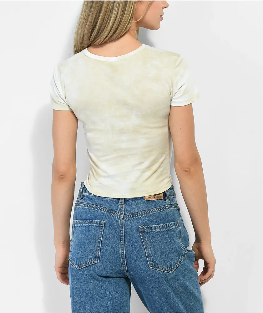 Empyre Ilaria Neutral Tie Dye Crop T-Shirt