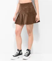 Empyre Inez Brown Corduroy Pleated Skirt