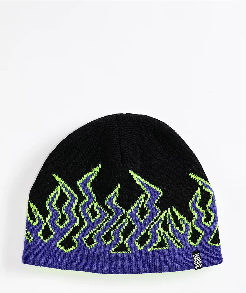 Empyre Inside Out II Black, Green & Purple Skull Cap Beanie