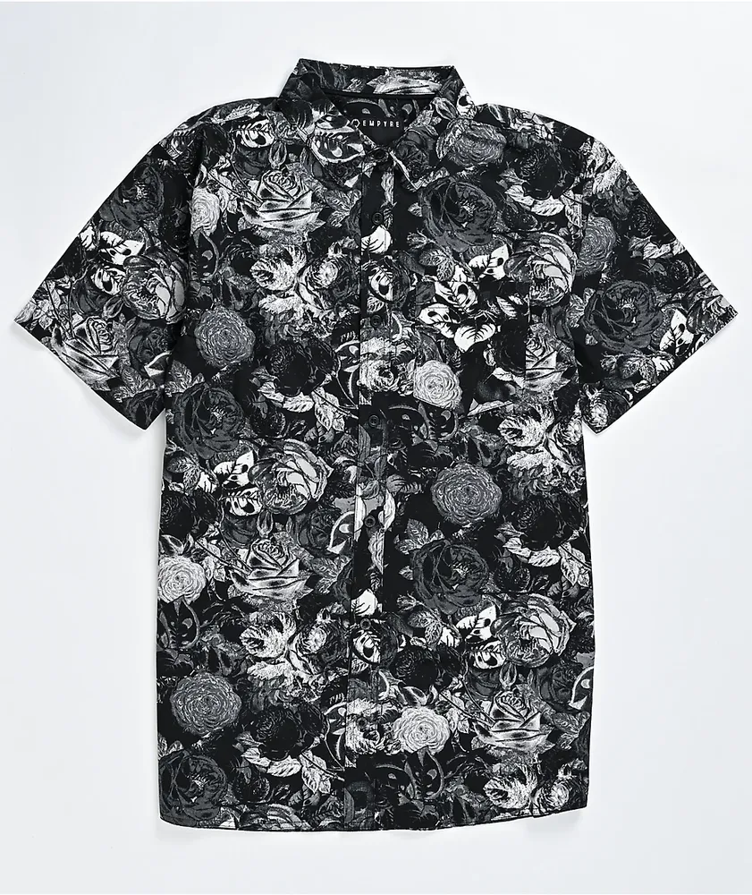 Empyre Tate Floral Black Short Sleeve Button Up Shirt