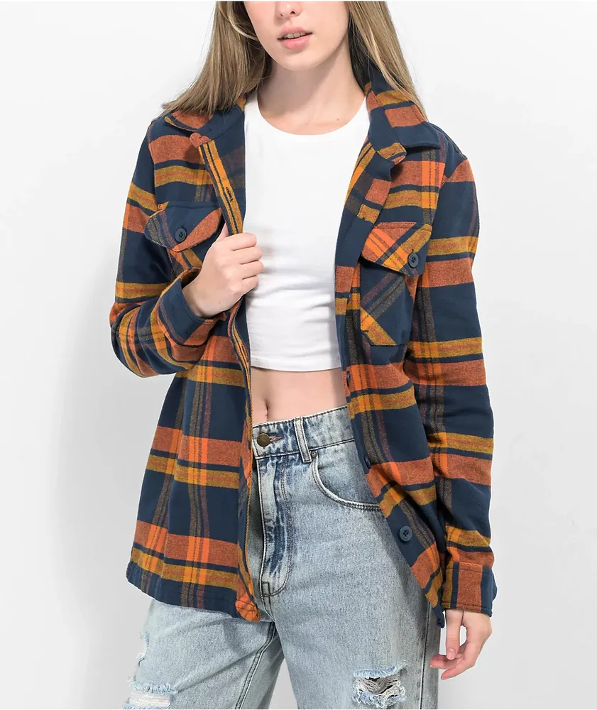 Empyre Jayden Blue & Rust Plaid Flannel Shirt