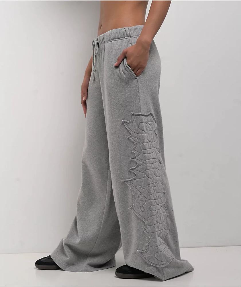 Empyre Jemma Applique Grey Oversized Wide Leg Sweatpants