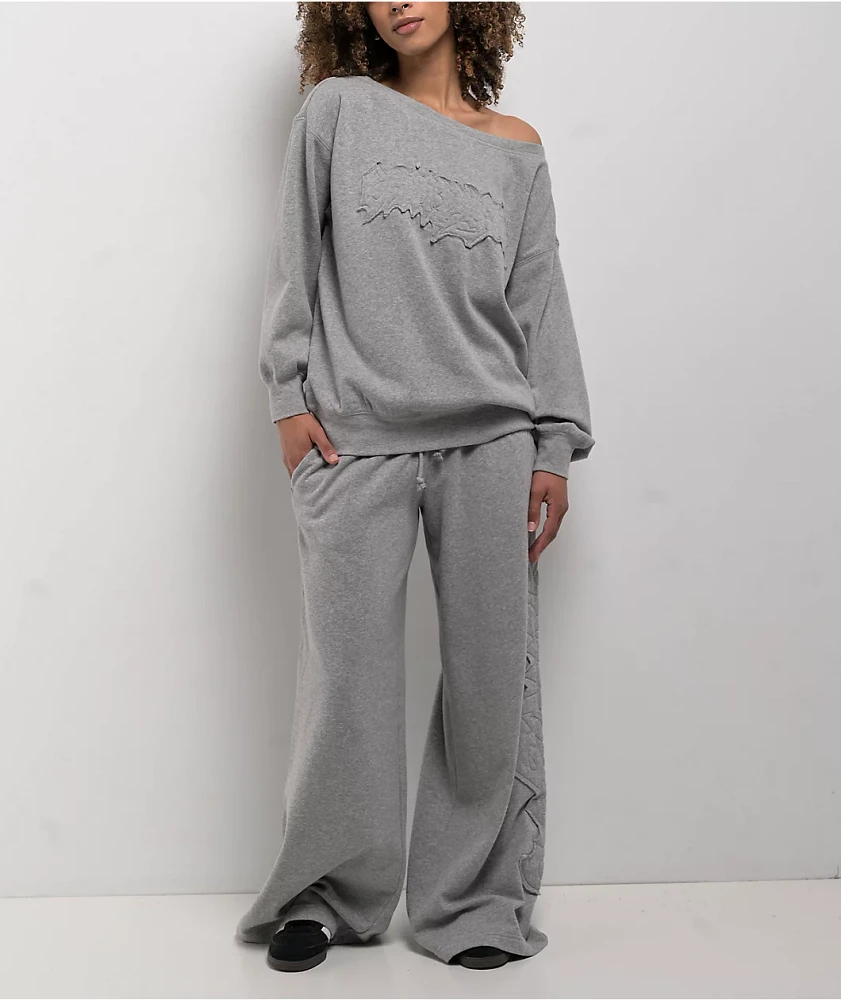 Empyre Jemma Applique Grey Oversized Wide Leg Sweatpants