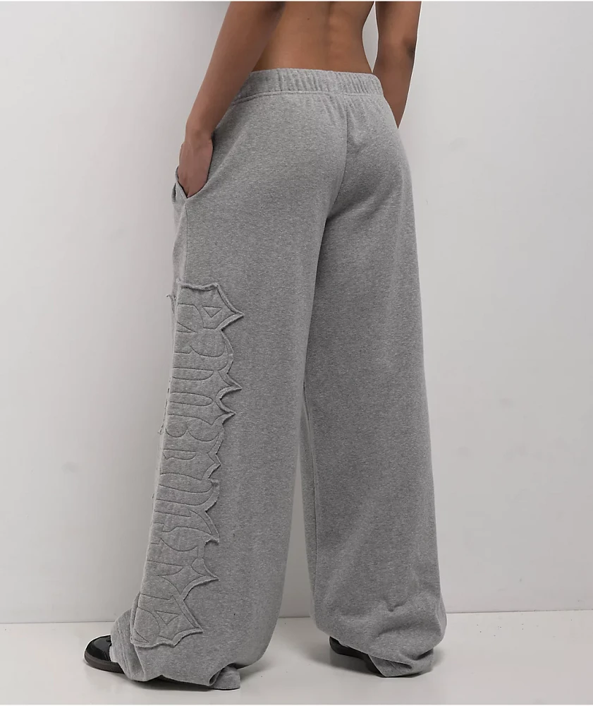 Empyre Jemma Applique Grey Oversized Wide Leg Sweatpants