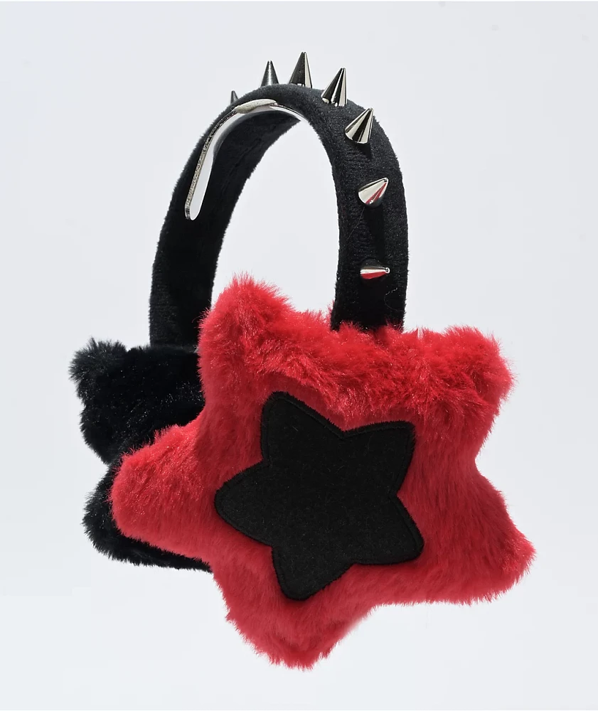 Empyre Jester Star Spiked Black & Red Ear Muffs