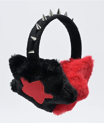 Empyre Jester Star Spiked Black & Red Ear Muffs