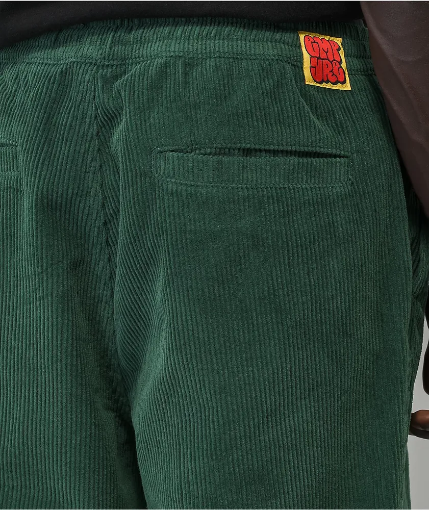 Empyre Johnny Poplin Loose Fit Green Elastic Waist Corduroy Skate Pants