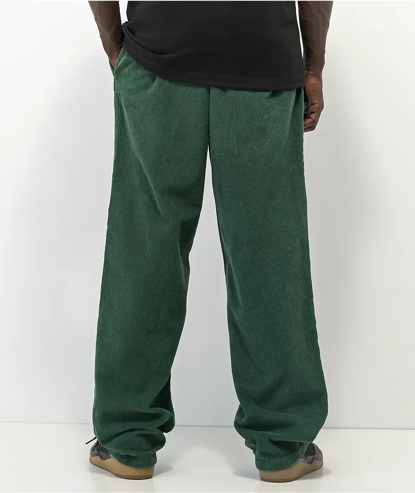 Empyre Johnny Poplin Loose Fit Green Elastic Waist Corduroy Skate Pants