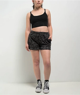 Empyre Jules Graffiti Raven Black Sweat Shorts