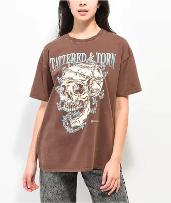 Empyre Julien Barbed Skull Brown T-Shirt