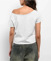 Empyre Kasey Off Shoulder Grey Boxy Crop T-Shirt
