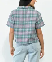 Empyre Kidd Blue & Pink Plaid Short Sleeve Button Up Shirt