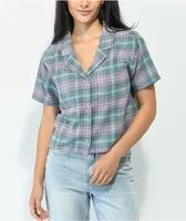 Empyre Kidd Blue & Pink Plaid Short Sleeve Button Up Shirt