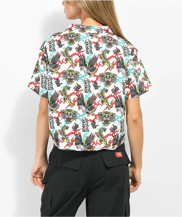 Empyre Tate Floral Black Short Sleeve Button Up Shirt