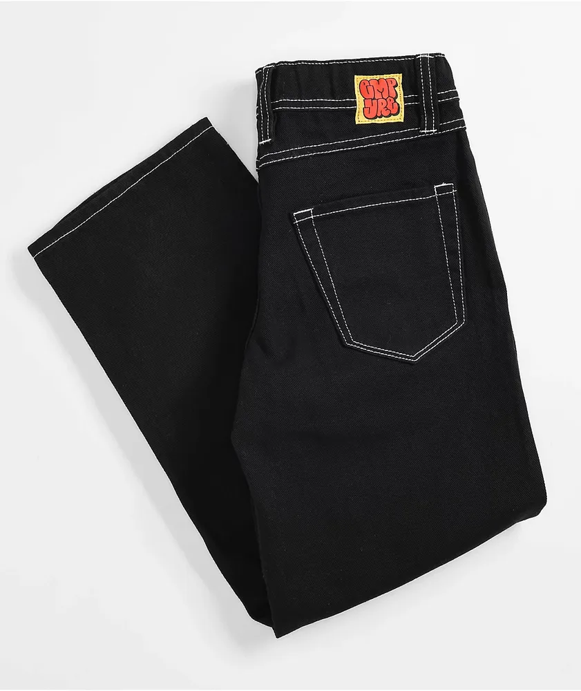 Empyre Contrast Embroidered Black Skate Jeans