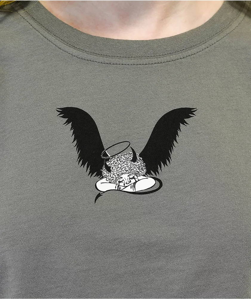 Empyre Kipsy Sleeping Angel Grey Crop T-Shirt