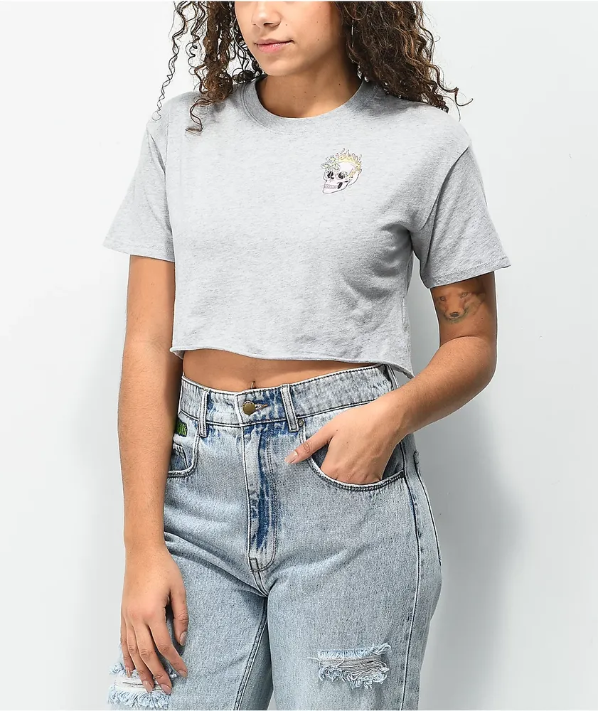 Empyre Kipsy Tough Truths Heather Grey Crop T-Shirt