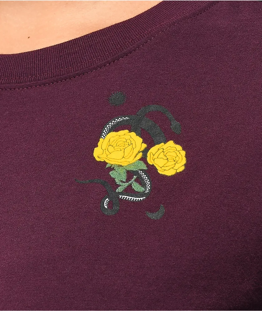 Empyre Kipsy Yellow Rose Burgundy Crop T-Shirt