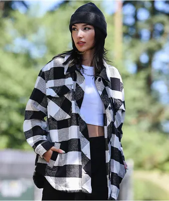 Empyre Kiva Black & White Brushed Plaid Jacket