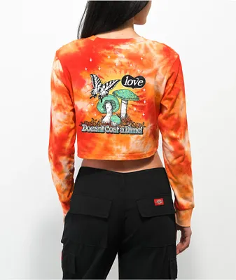 Empyre Kode Mushroom Red Tie Dye Long Sleeve Crop T-Shirt