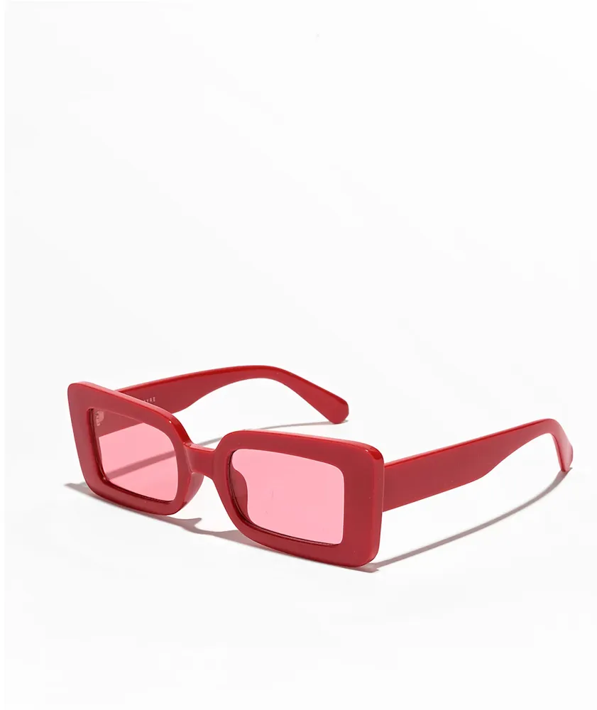 Empyre Lara Red Oversized Square Sunglasses