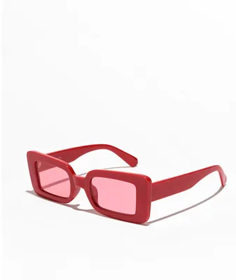 Empyre Lara Red Oversized Square Sunglasses