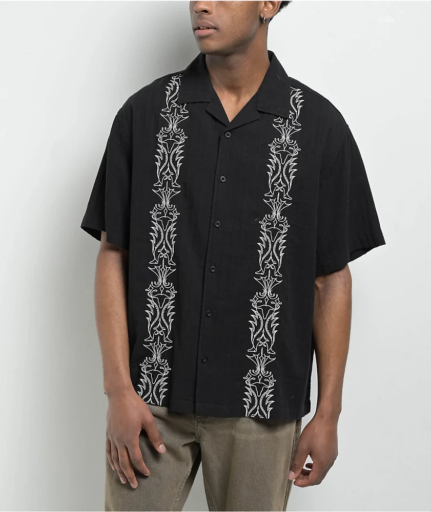 Empyre Lenny Embroidered Black Button Up Shirt