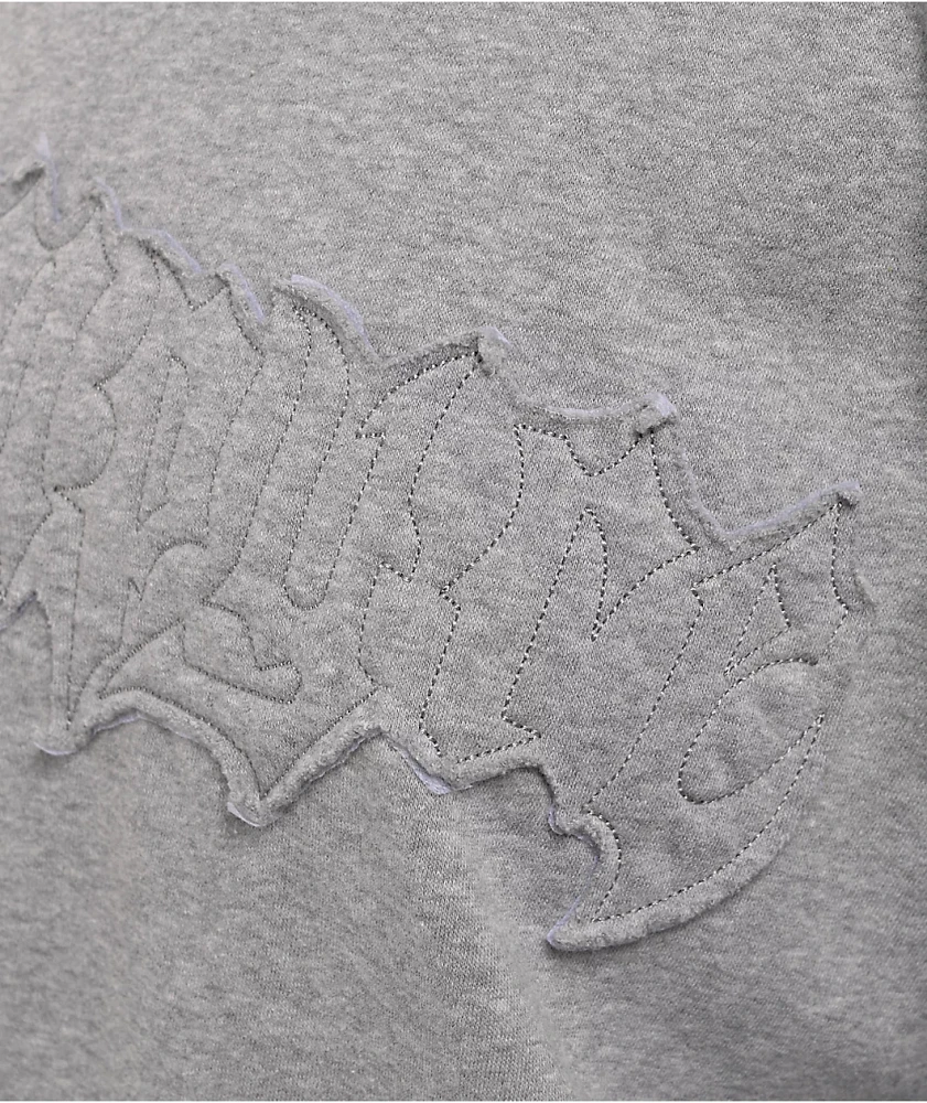 Empyre Lia Off Shoulder Applique Grey Crewneck Sweatshirt