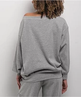 Empyre Lia Off Shoulder Applique Grey Crewneck Sweatshirt