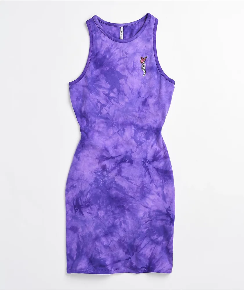 Empyre Lisbet Butterfly Purple Tie Dye Cut Out Dress