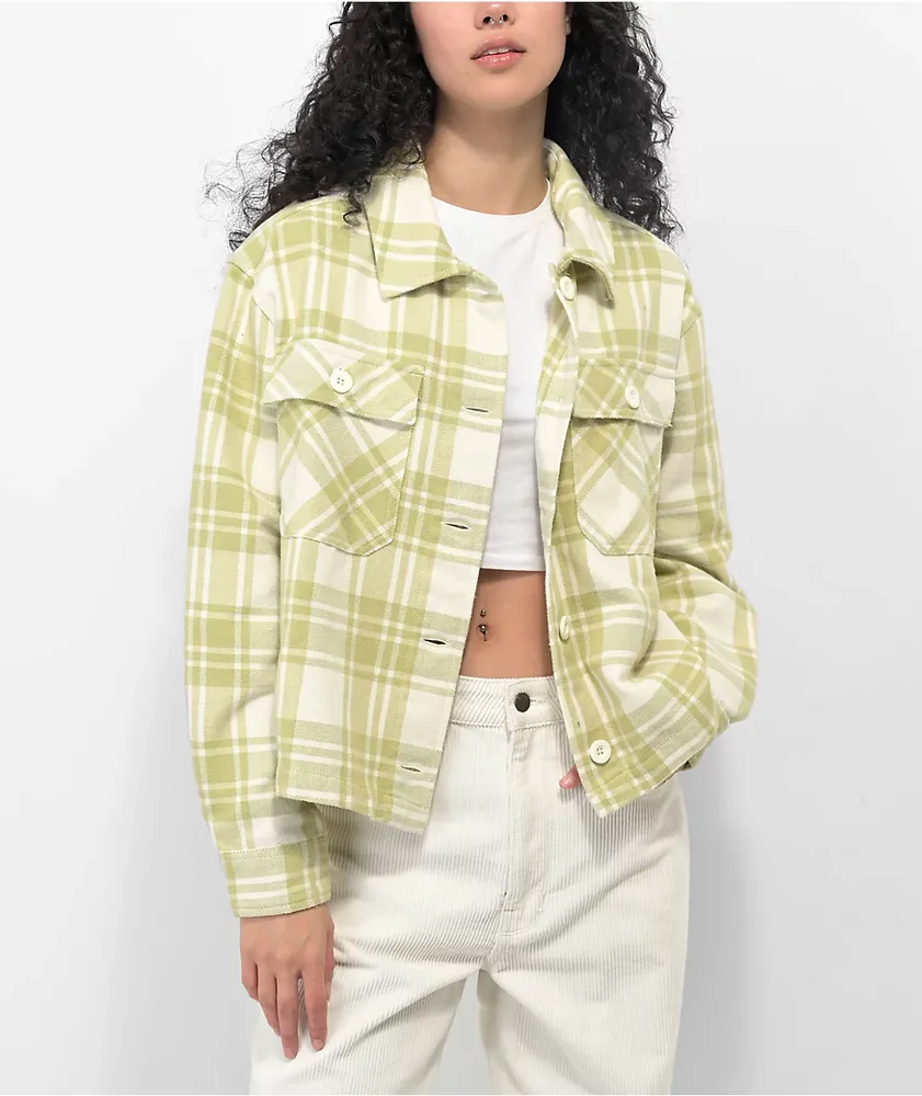 Empyre Lita Green Crop Flannel Shirt