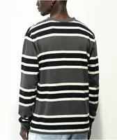 Empyre Logan Charcoal, Black & White Stripe Long Sleeve T-Shirt