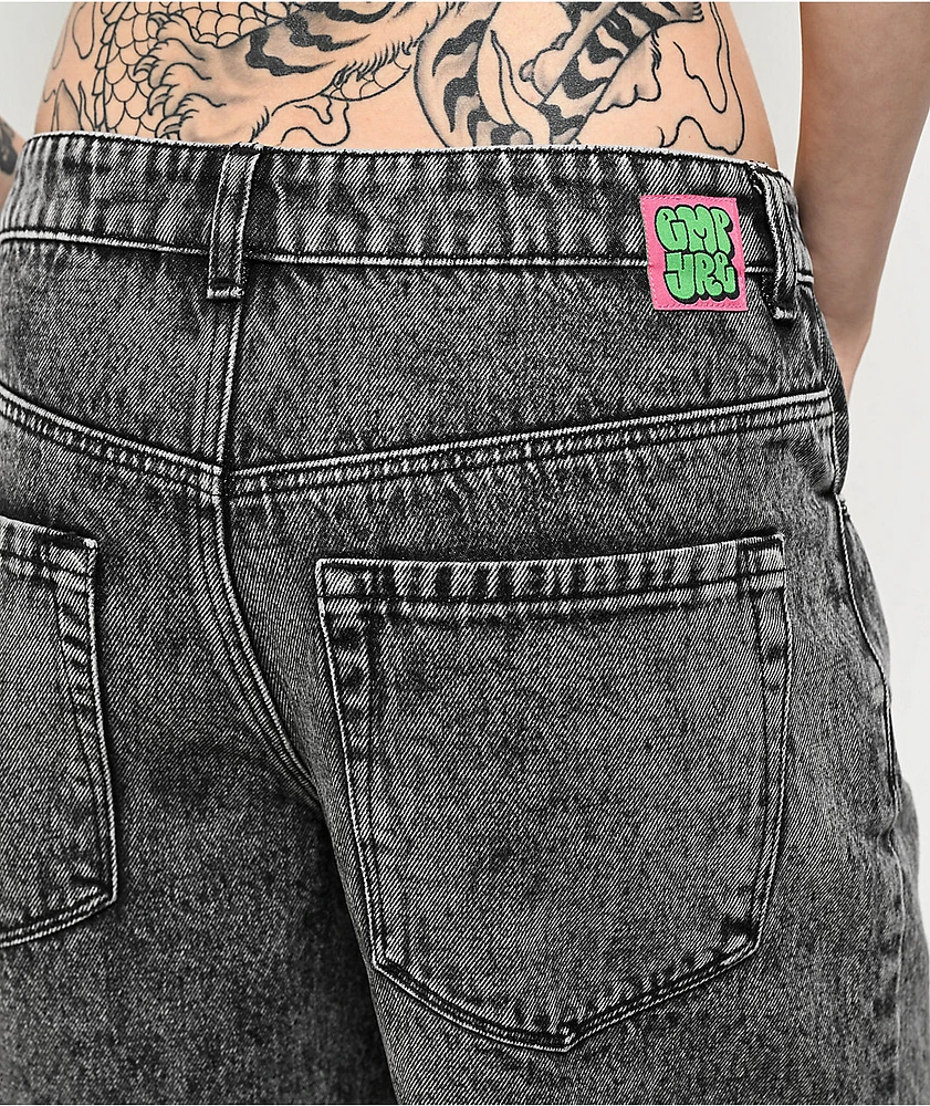 Empyre Loiter Obscure Grey Wash Straight Leg Denim Shorts