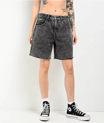 Empyre Loiter Obscure Grey Wash Straight Leg Denim Shorts