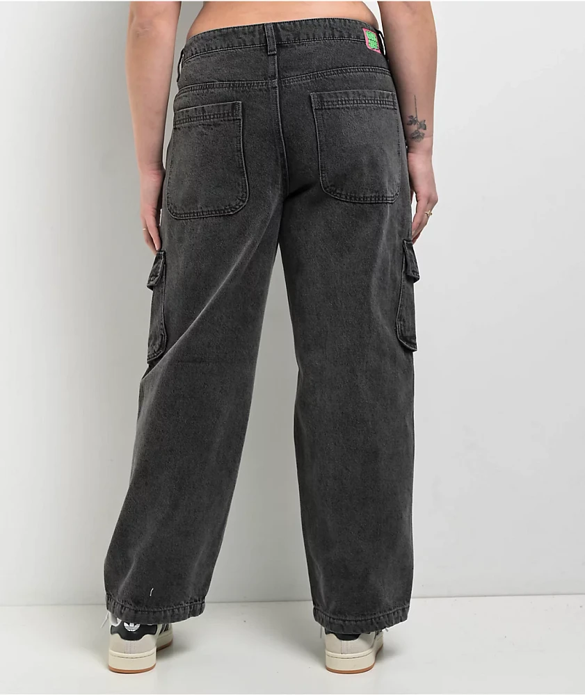 Empyre Loiter Slouchy Black Wash Cargo Denim Jeans