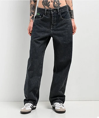 Empyre Loiter Slouchy Straight Leg Petrol Blue Denim Jeans