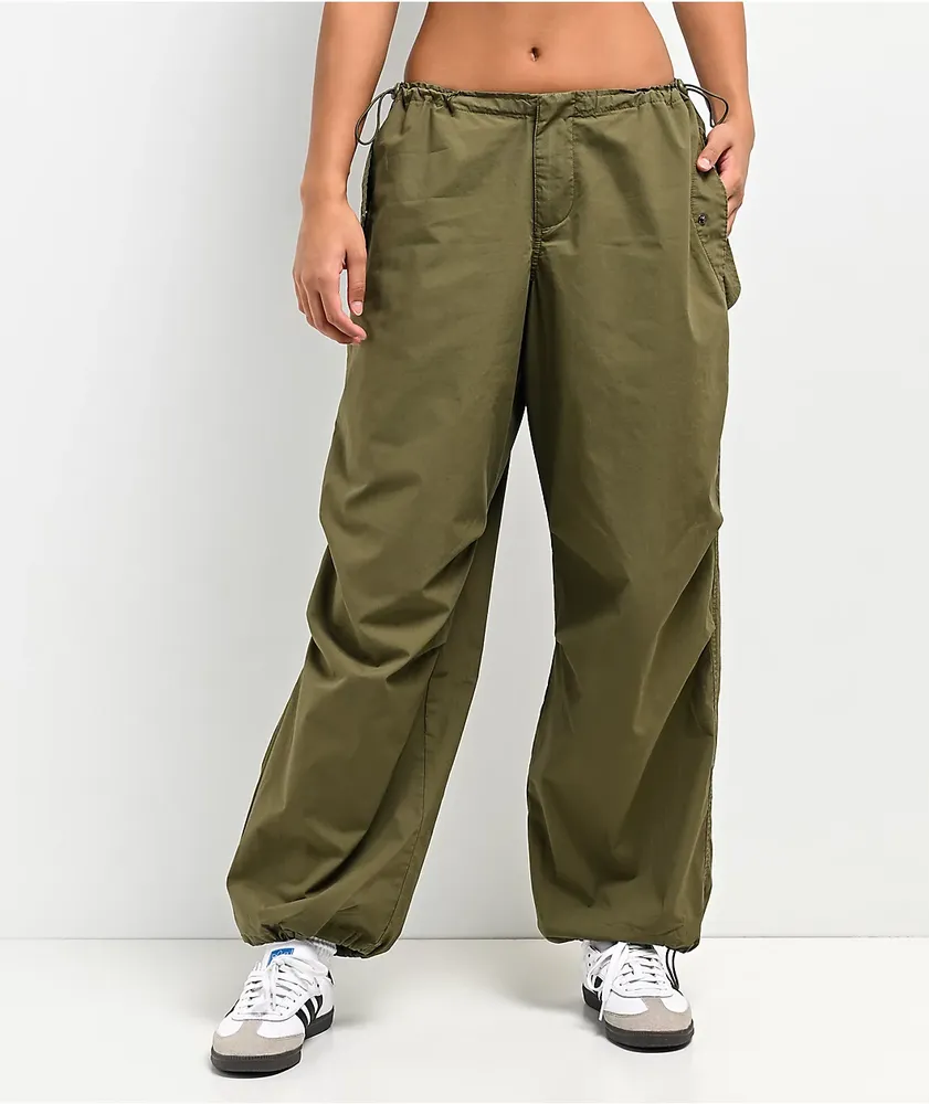 Ed Hardy Dragon Olive Green Cargo Parachute Pants