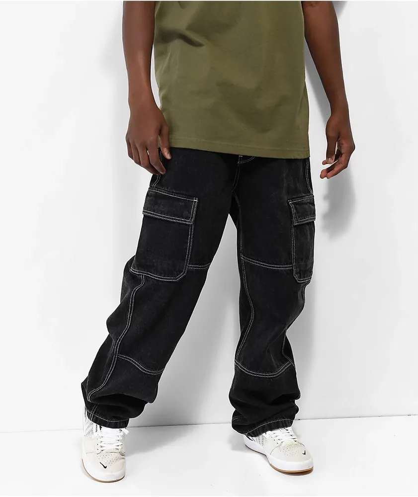 Loose Fit Wide Leg Cargo Jeans - White - Kids