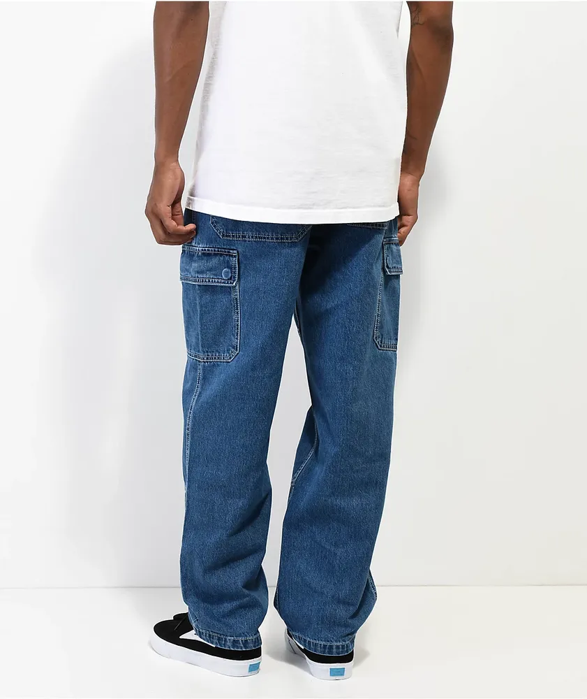 Empyre Loose Fit Blue Demin Cargo Sk8 Jeans
