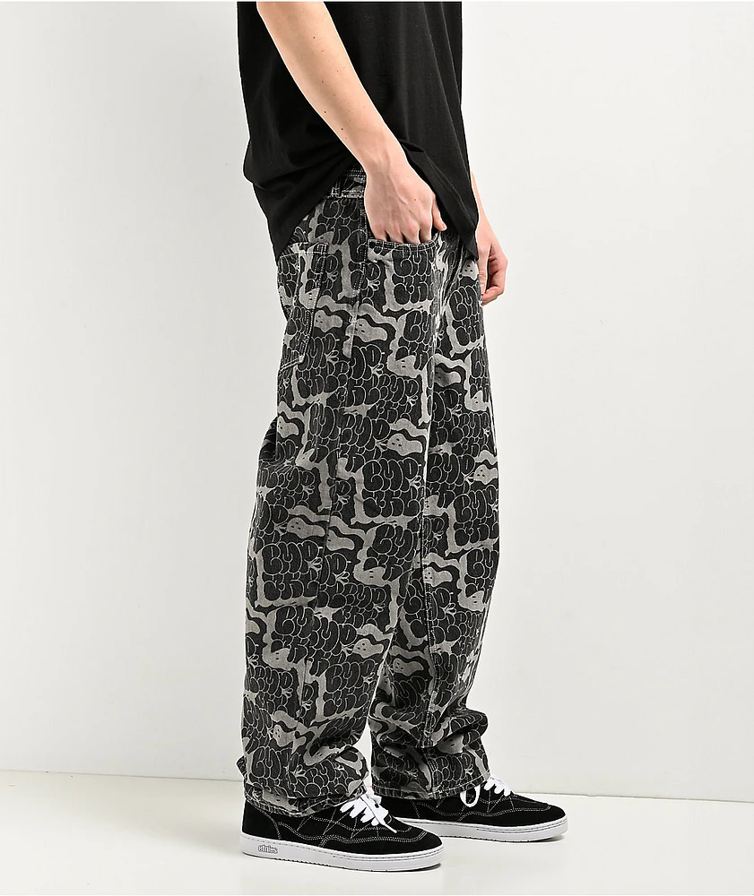 Empyre Loose Fit Bubble Print Black & Grey Skate Jeans