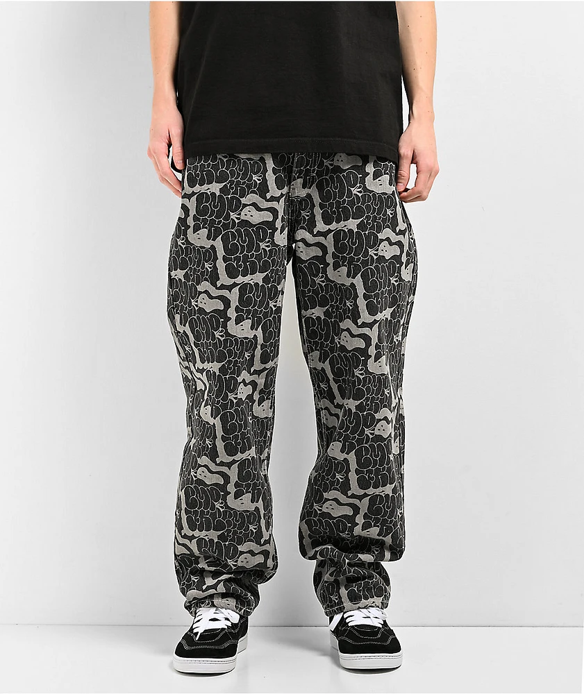 Empyre Loose Fit Bubble Print Black & Grey Skate Jeans