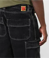 Empyre Loose Fit Double Knee Black Denim Cargo Skate Jeans