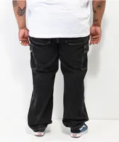 Empyre Loose Fit Double Knee Black Denim Cargo Skate Jeans