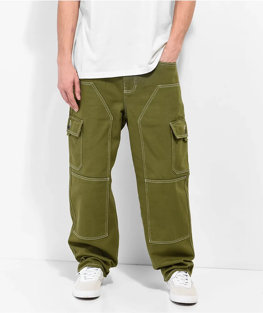 Empyre Loose Fit Double Knee Dark Green Cargo Skate Jeans